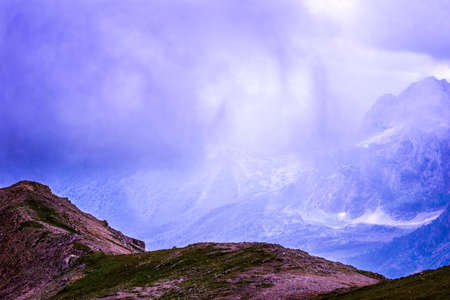 Mountains in cloudy weatherの写真素材