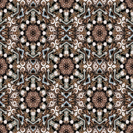 Pattern of bolts and nuts.