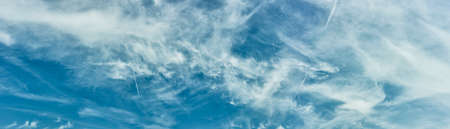 Cirrus clouds on a deep blue skyの写真素材