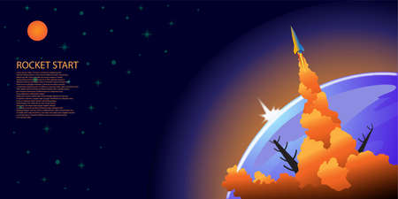 Rocket going to space vectorのイラスト素材