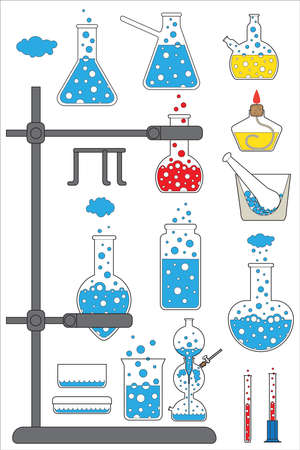 Set glass laboratory glassware and accessories.のイラスト素材