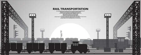 Poster with vector images of railway themeのイラスト素材
