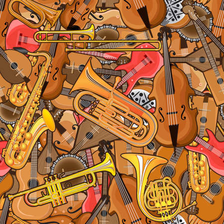 Musical instruments decorated in a patternのイラスト素材