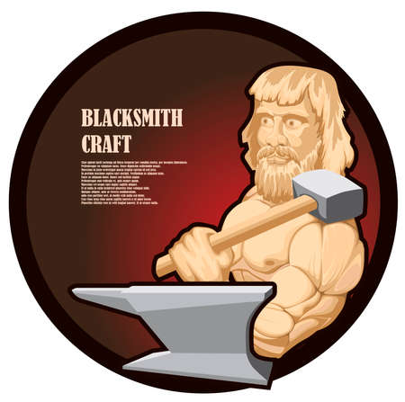 Illustration of a bald muscular blacksmith with a beardのイラスト素材