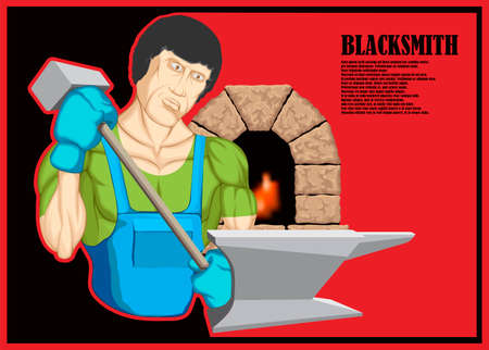 Illustrated character, muscular blacksmithのイラスト素材