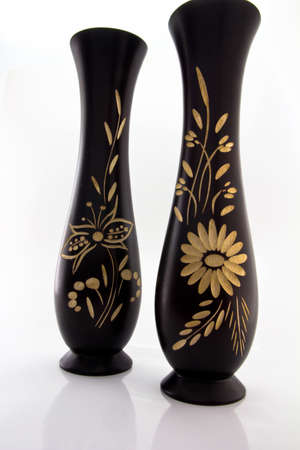 Vase wood carving の写真素材
