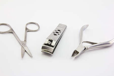Tools of a manicure set on a white background 