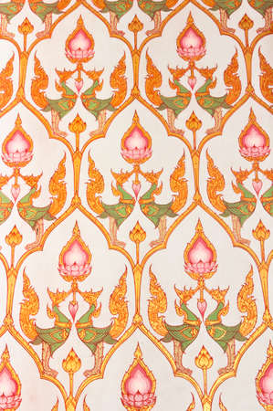 The Art thai painting on wall in temple.