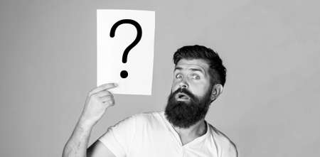 Question mark, symbol. Man question. Male with question marks. Getting answers. Black and white
