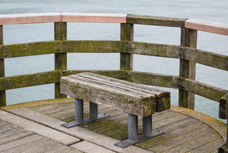 Bench Lake bridge, sea, Germanyの写真素材