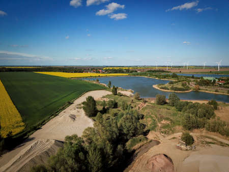 Conveyors, gravel, gravel landscape, aerial viewの写真素材