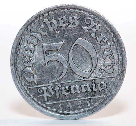 detail view of an old german coinの写真素材