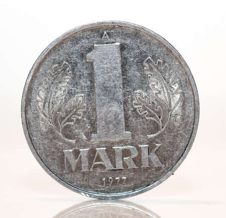 a detail view of an old german coin