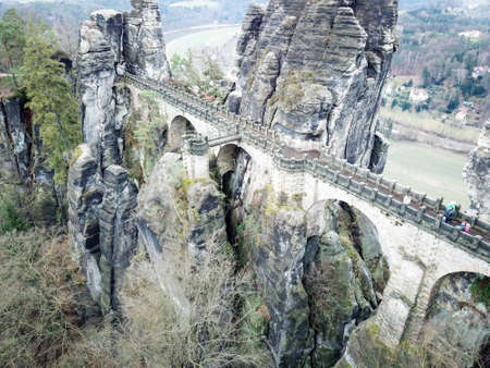 Mountains and rocks in Elbe sandstone mountainsの写真素材