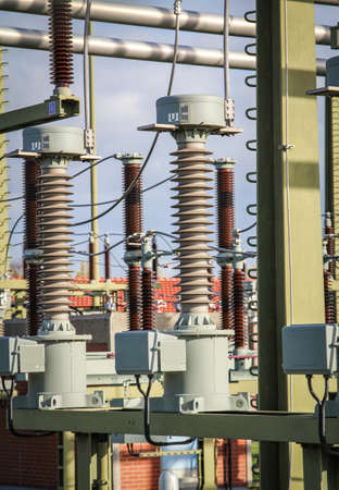 details of a substation, electricityの写真素材