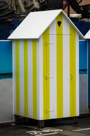 Toilet house, house, changing house with stripesの写真素材