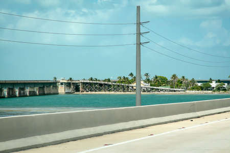 Overseas Highway Bridge at Florida Key, Islandsの写真素材