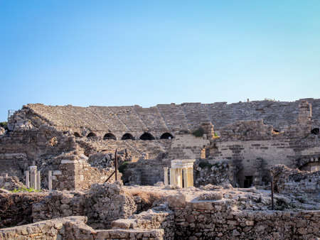 Amphitheater, temples and ruins in mediterranean areaの写真素材