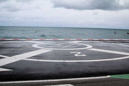 heli port at the lakeの写真素材