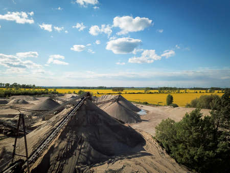 a drone image over a gravelの写真素材