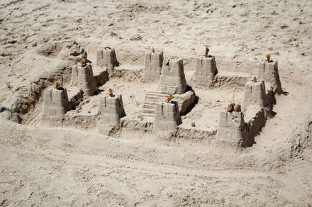 Sandpit, playground with shovels and buckets for children to play