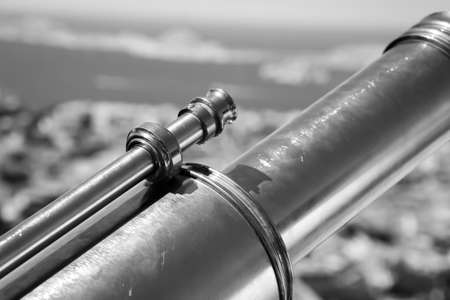 View of a telescope facing a cityの写真素材