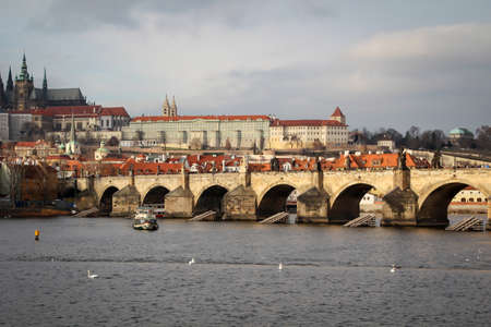 View of part of Prague with the Charles Bridge.の写真素材