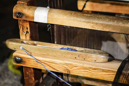 Detail view of an old loom.