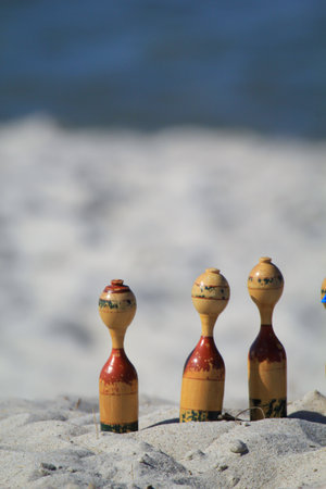 Childrens toys on the beach of the Baltic Sea. Sandpit toys.