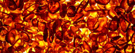 Amber in the light. Polished amber. Amber is also used extensively in jewelry.の写真素材