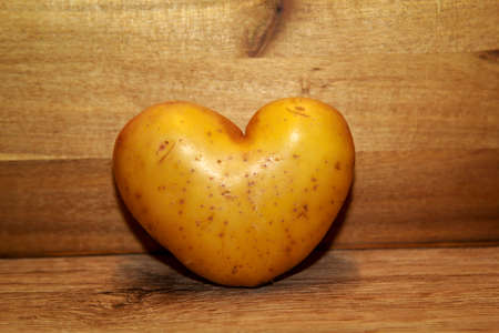 A potato in the shape of a heart. Potato love.の写真素材