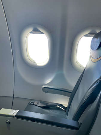 Detailed view of the interior of a passenger aircraft.
