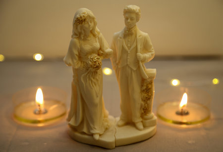 A beautiful table decoration at a wedding.の写真素材