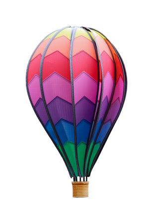 Colorful hot air balloon isolated on white background. Wind chime, wind chime balloon, a balloon that can turn in the wind. A decorative element.の写真素材