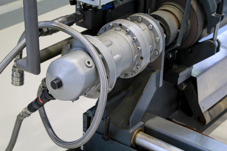 A hydraulic motor flanged to a roller.の写真素材