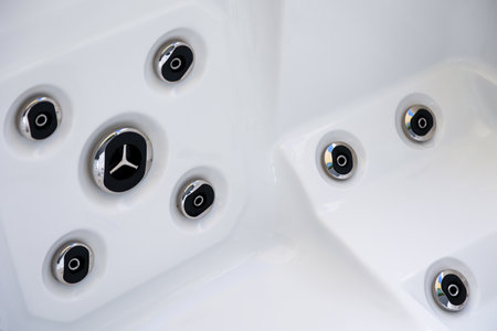 Details of a whirlpool with many jets for massage.の写真素材