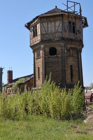 The remains of an old water tower for steam locomotives.のeditorial素材