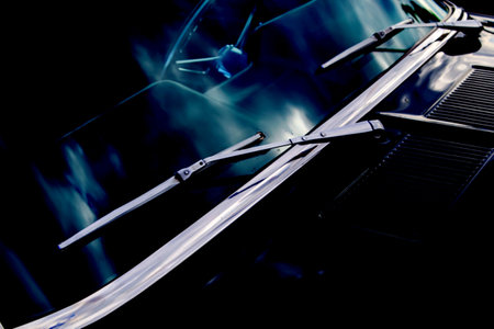 Detail of a car windshield wiper. Shallow DOF