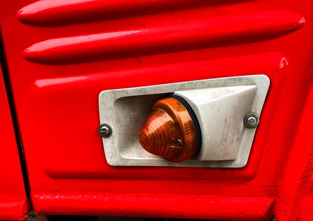 Close up of a classic car indicator.