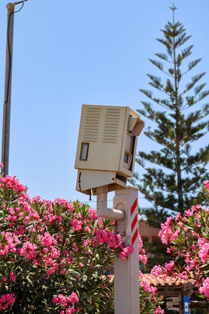 A speed camera that monitors cars and their speed.