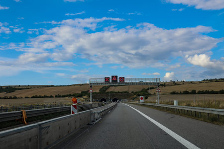 View into a highway tunnel.