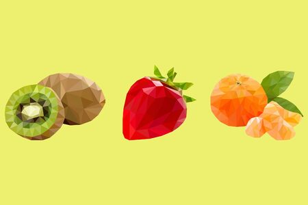 design polygonal strawberry, kiwi, and oranges with simple and attractive colors. This polygonal...