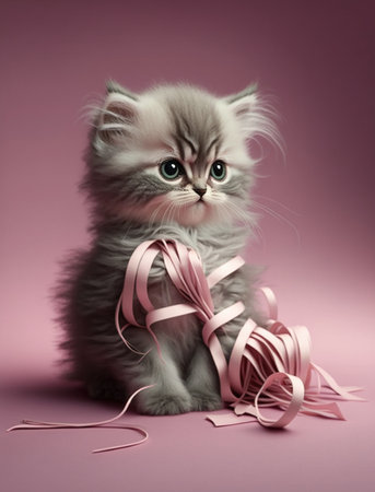 Pink Ribbon A Kittens Delightの写真素材