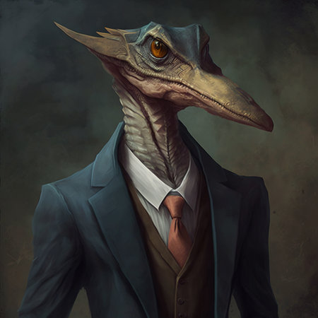 Jurassic Executive A Pterodactyl in a Suitの写真素材