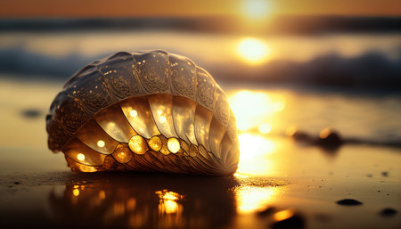 Sun Kissed Beach Shell A Glimmering Treasureの写真素材