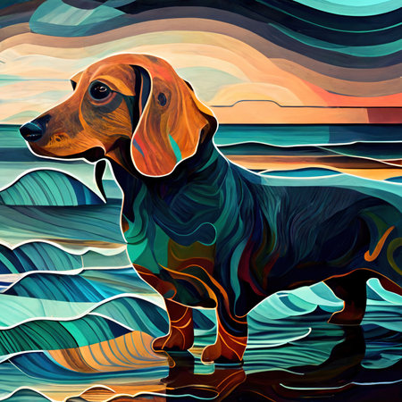 Dachshund by the Seasideの写真素材