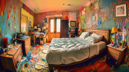 Artist Bedroom Creative Haven of Serenityの写真素材