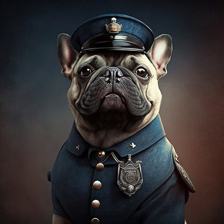 Dog in Police Uniform Canine Law Enforcer Posterの写真素材