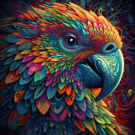 Colorful Majesty Portrait of a Parrotの写真素材