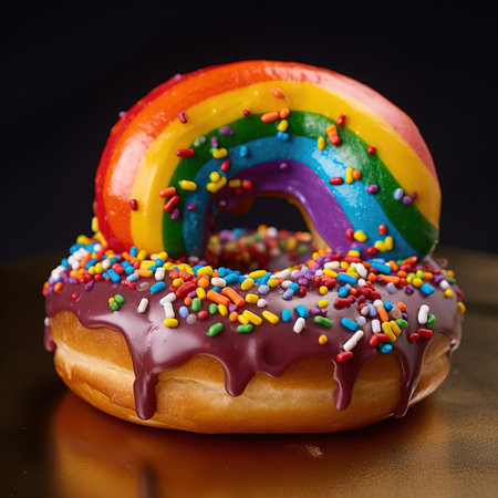 Rainbow Delight The Colorful Donutの写真素材